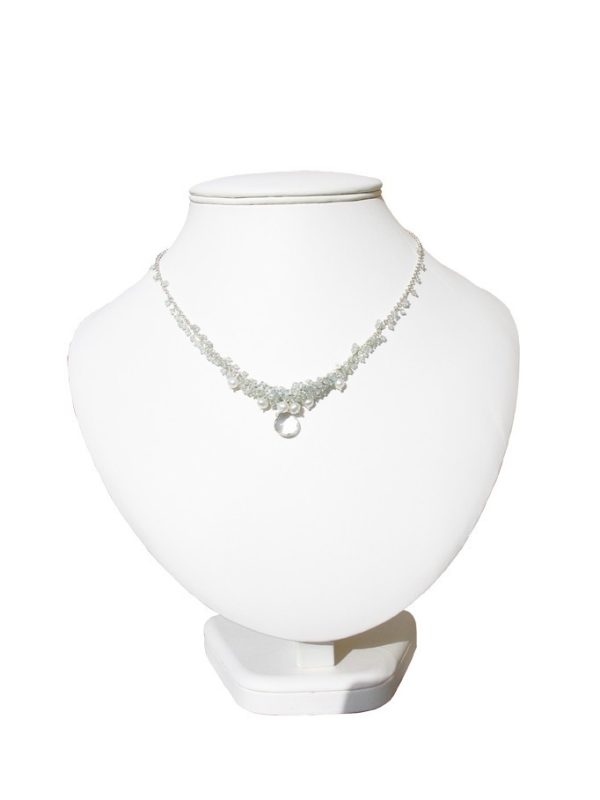 Crystal Quartz & Aquamarine Cluster Necklace