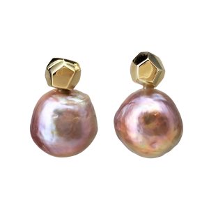Decca earrings 9ct yellow gold and river pearl