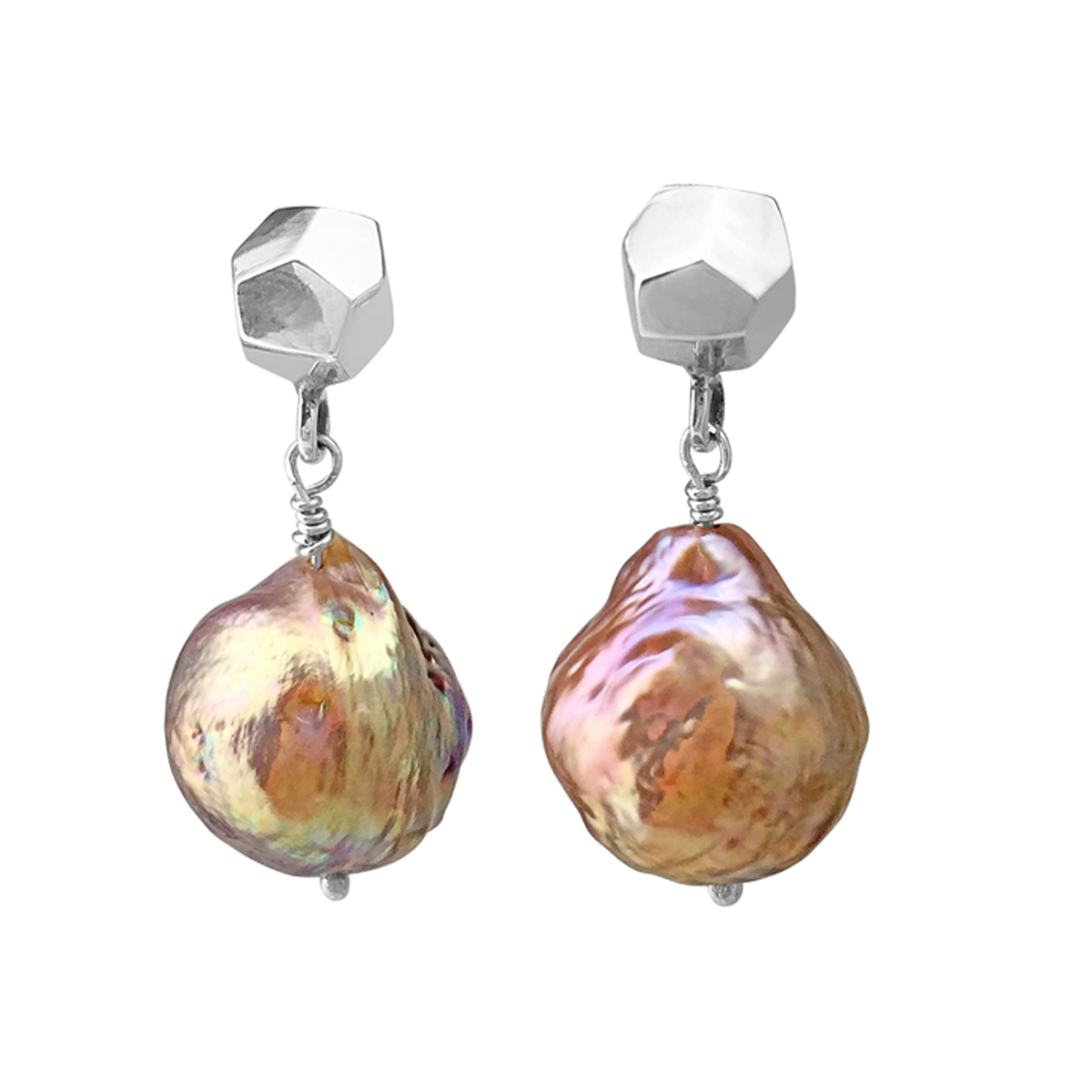 Decca earrings silver and dangly river pearl