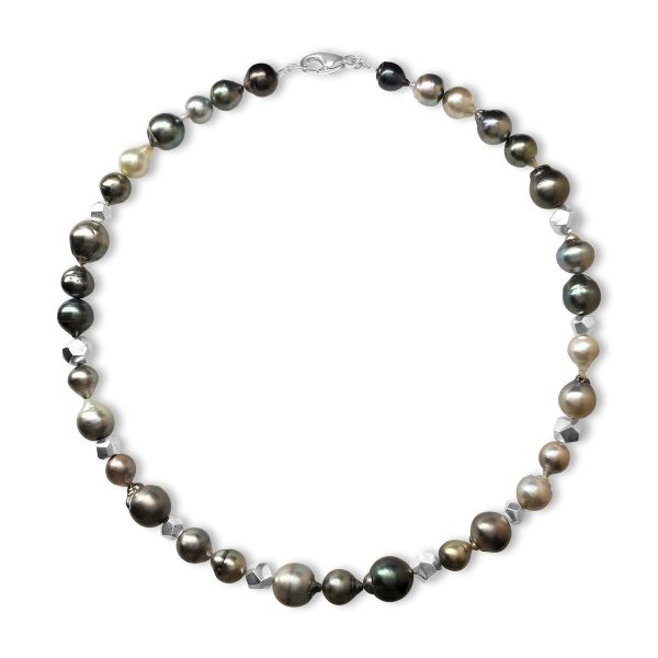 Decca silver Tahitian pearl necklace