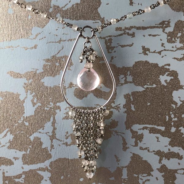 Boholux necklace rose quartz and aquamarine 4