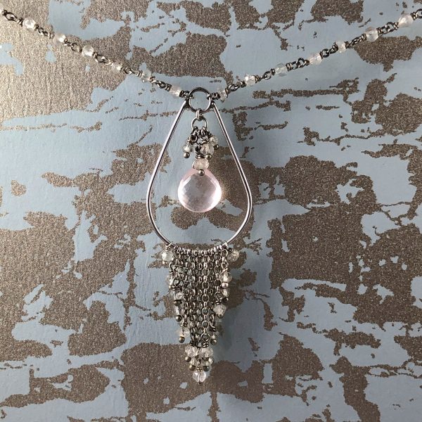 Boholux necklace rose quartz and aquamarine 3