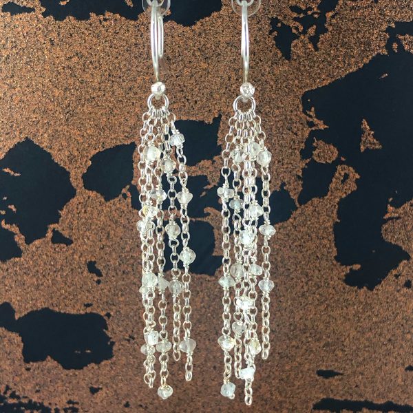Waterfall silver aquamarine earrings