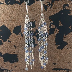 Waterfall silver labradorite earrings