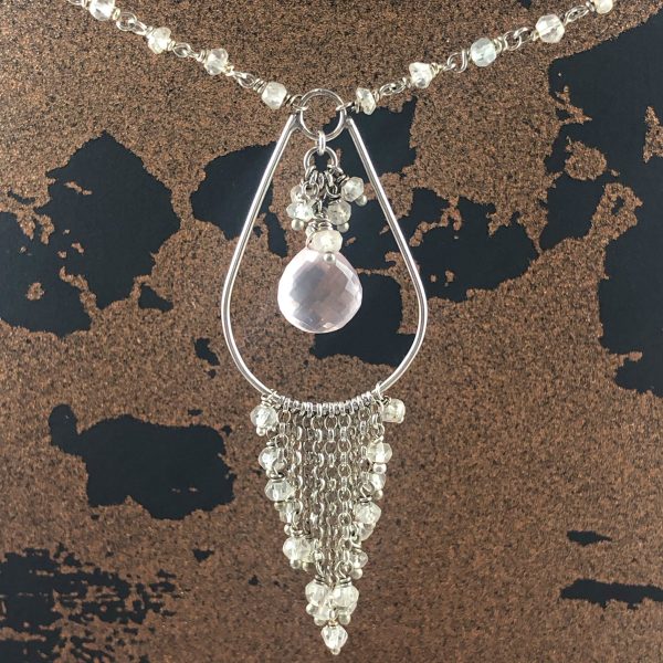 Boholux necklace rose quartz and aquamarine