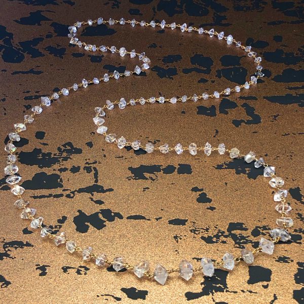Waterfall crystal quartz long link necklace