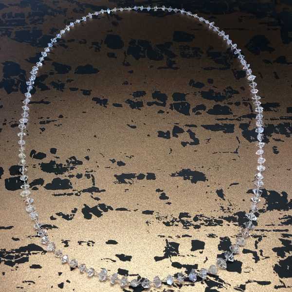 Waterfall crystal quartz silver long link necklace 2