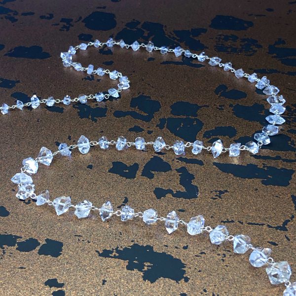 Waterfall crystal quartz silver long link necklace 3
