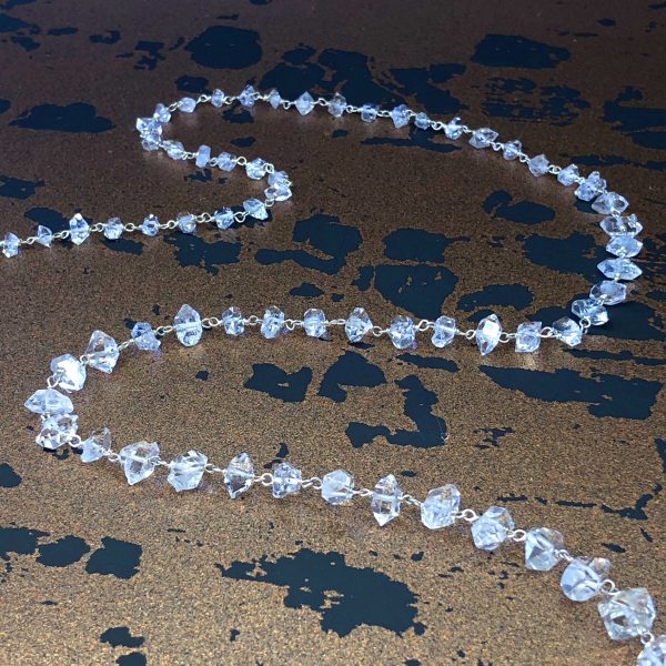 Waterfall crystal quartz silver long link necklace 3