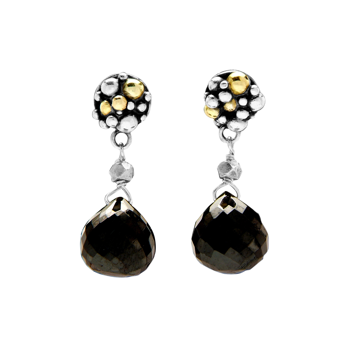 Molecule black spinel earrings