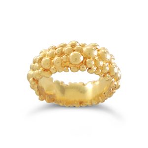 Molecule eternity ring gold plated silver 8mm wide