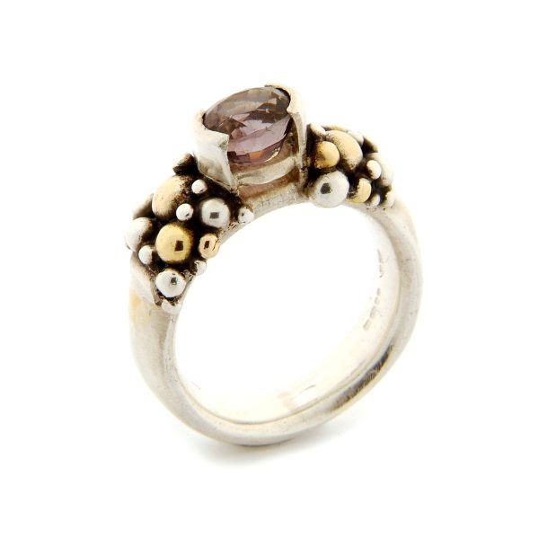 Molecule semi ring with lavender spinel, silver and 18ct gold - Image 2