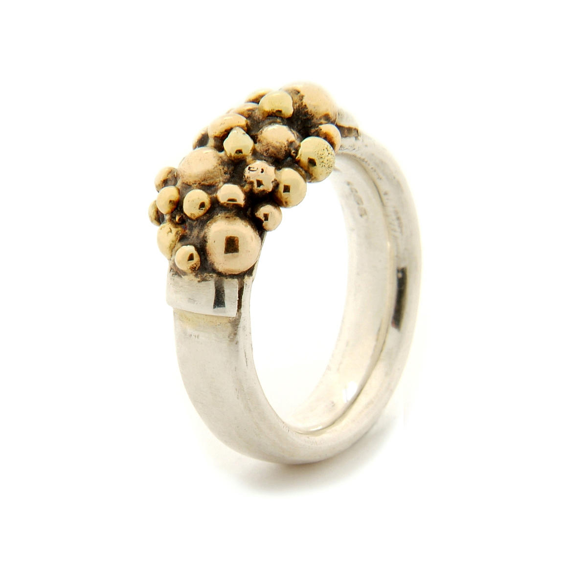 Molecule semi ring silver and 9ct gold