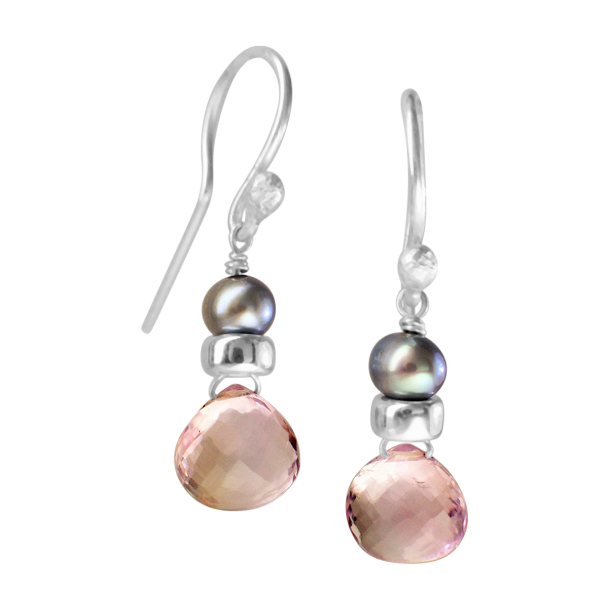 Perfume Bottle pink amethyst blue pearl earrings