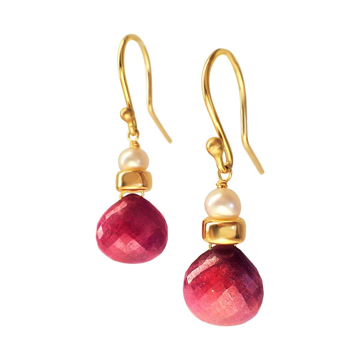 Perfume Bottle pink sapphire gold earrings