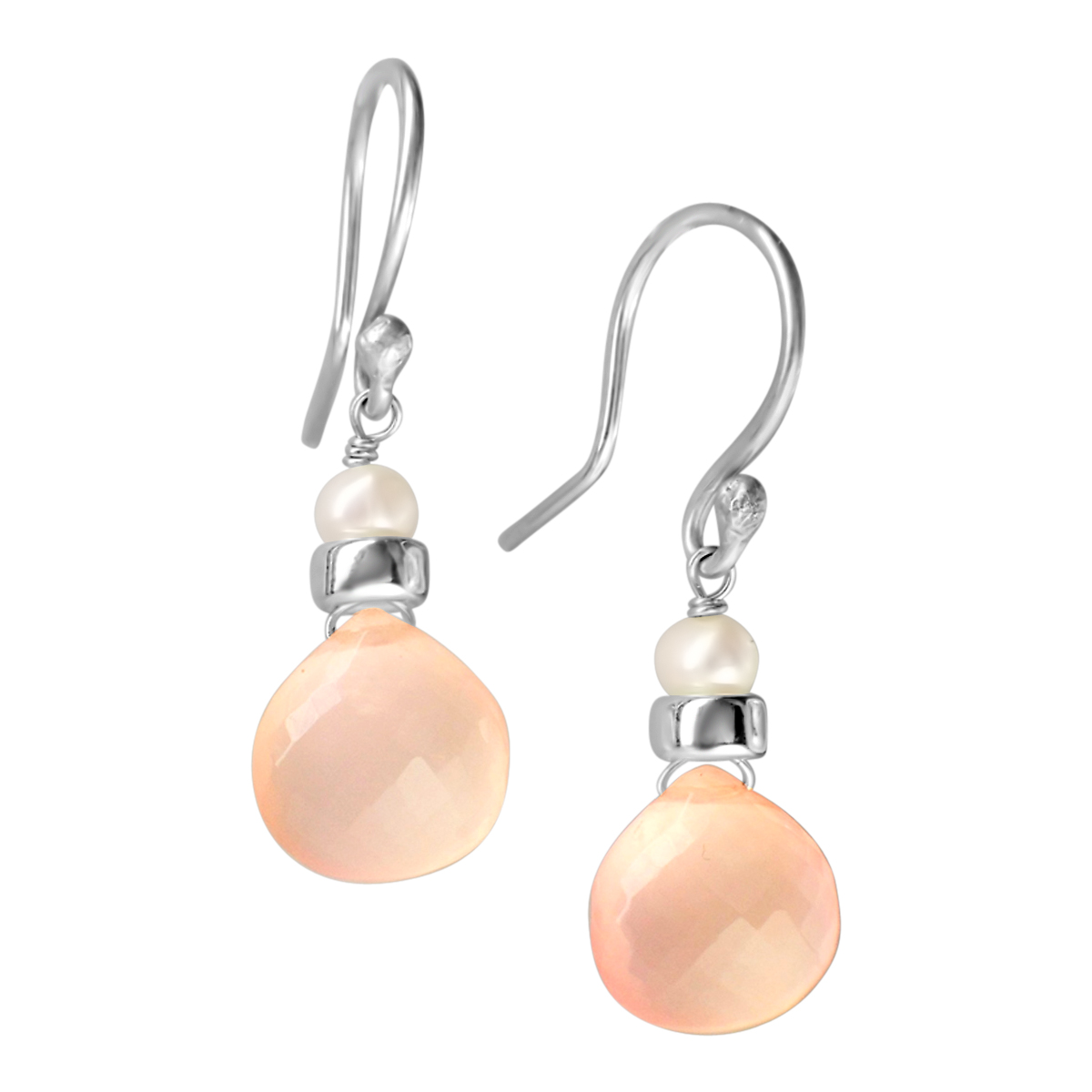 Perfume Bottle rose quartz white pearl earrings