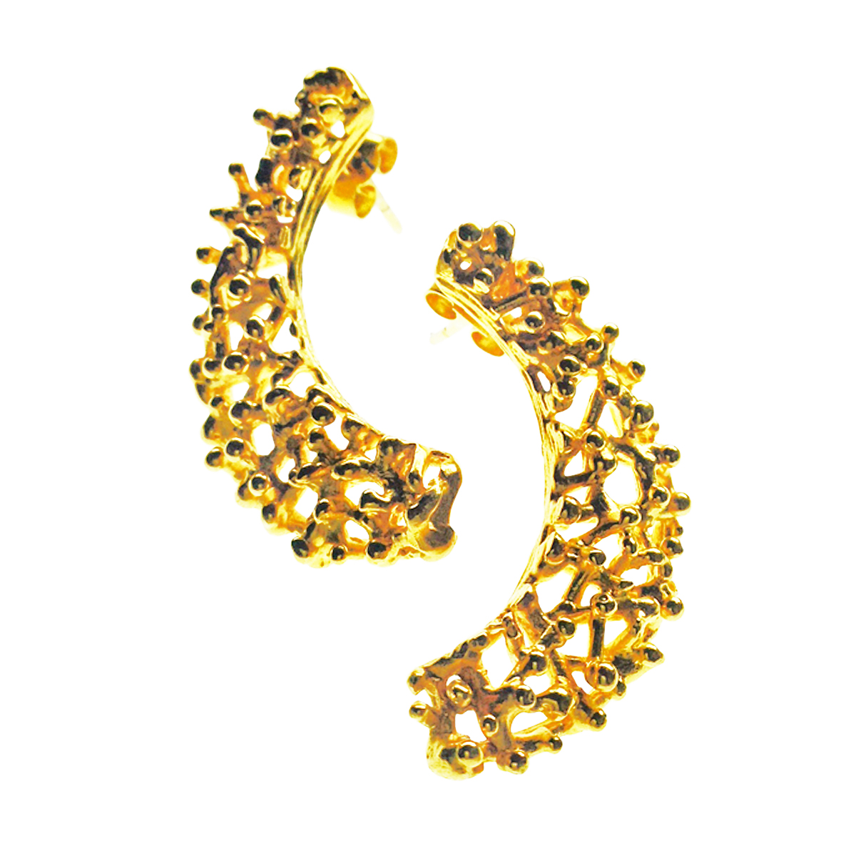 Twiggy gold plated crescent earrings